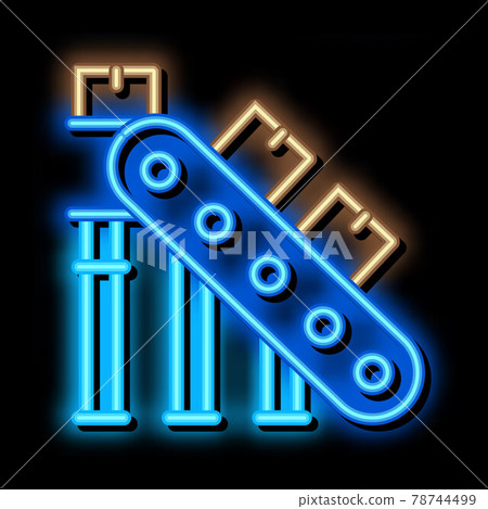 manufacturing conveyor belt neon glow icon illustration 78744499