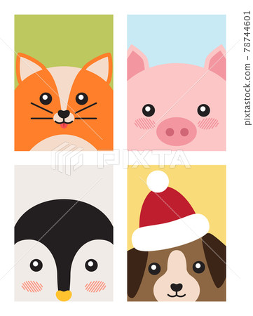 Cat and Pig Penguin and Dog Vector Illustration 78744601
