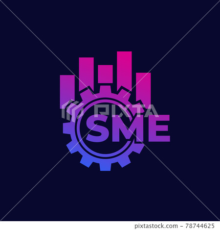 SME, small and medium enterprise icon with gear - Stock Illustration ...