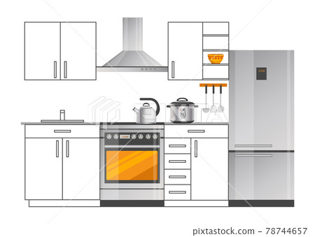 Modern Electric Appliances in Kitchen Interior 78744657