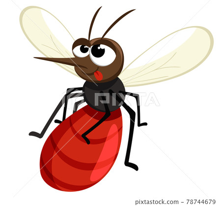 The mosquito has drunk blood and flies. The character 78744679