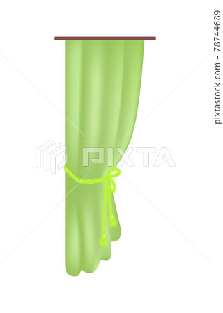 Bright Green Curtain Pattern Isoalted on White 78744689