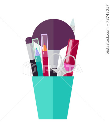 Makeup Tools and Applicators in Bright Plastic Cup Makeup Tools and Applicators in Bright Plastic Cup 78745017