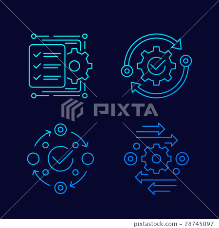 project management, efficiency line icons, vector project management, efficiency line icons, vector 78745097