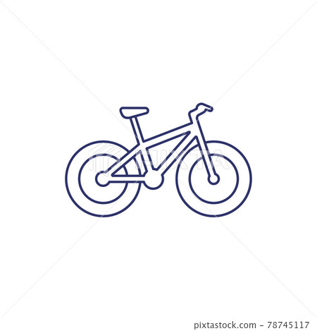 Fat-bike icon, snow bicycle line vector on white Fat-bike icon, snow bicycle line vector on white 78745117