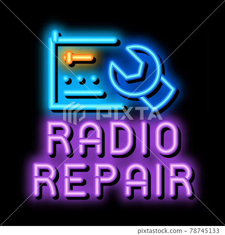 radio repair neon glow icon illustration - Stock Illustration [78745133 ...