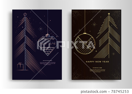 Happy New Year greeting card with gold toys Happy New Year greeting card with gold toys 78745253