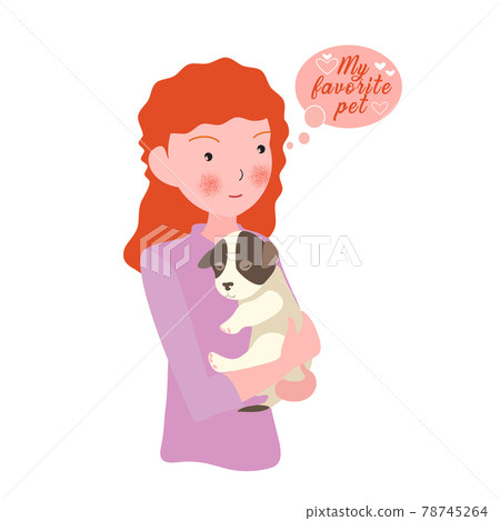 A teenage girl with a puppy A teenage girl with a puppy 78745264