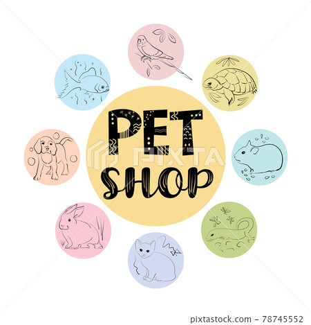 Pet shop set of icons and logo Pet shop set of icons and logo 78745552