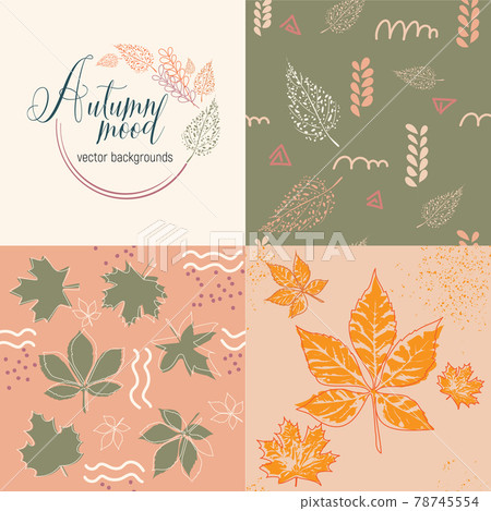 A set of seamless patterns with leaves 78745554