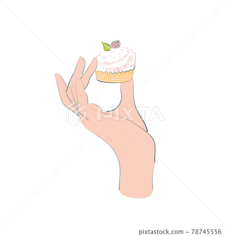 Cake with cream in hand 78745556
