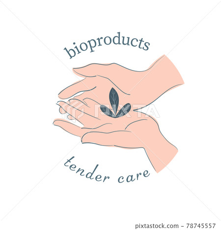 Sprout in the palms-logo of an natural product Sprout in the palms-logo of an natural product 78745557