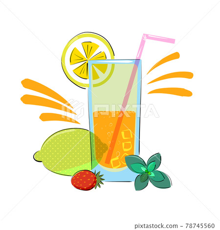 glass of lemonade with ingredients 78745560