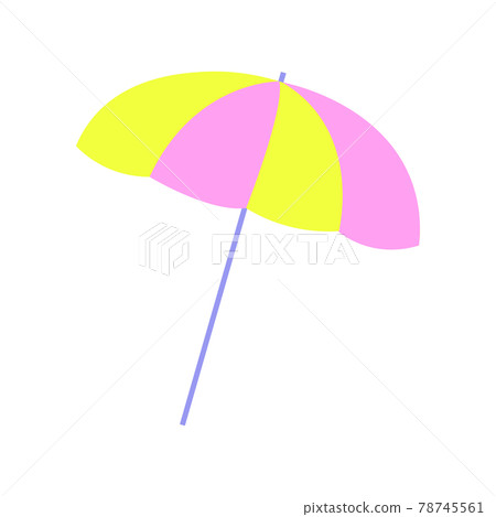 Beach umbrella for summer vacation at the sea near the river.Yellow with smrene.Isolated on a white background.Flat beach umbrella. Vector illustration of a sun umbrella,protective umbrella for the be Beach umbrella for summer vacation at the sea near the river.Yellow with smrene.Isolated on a white background.Flat beach umbrella. Vector illustration of a sun umbrella,protective umbrella for the be 78745561