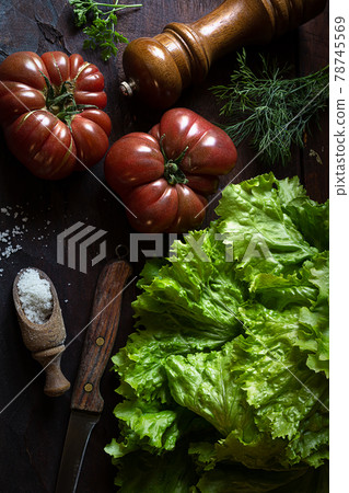 Organic fresh tomatoes and salad Organic fresh tomatoes and salad 78745569