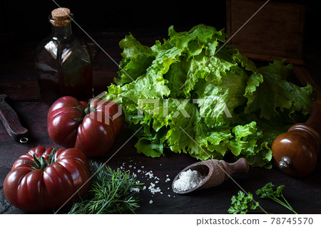 Fresh salad and tomatoes Fresh salad and tomatoes 78745570
