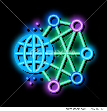 worldwide network machine learning neon glow icon illustration worldwide network machine learning neon glow icon illustration 78746165