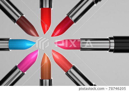 Lipstick is in a row with a different color. 78746205