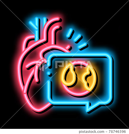 heart atherosclerosis neon glow icon illustration heart atherosclerosis neon glow icon illustration 78746396