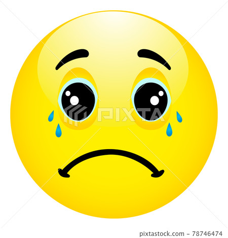 A sad and cute smile with tears in his eyes. A vector illustration 78746474