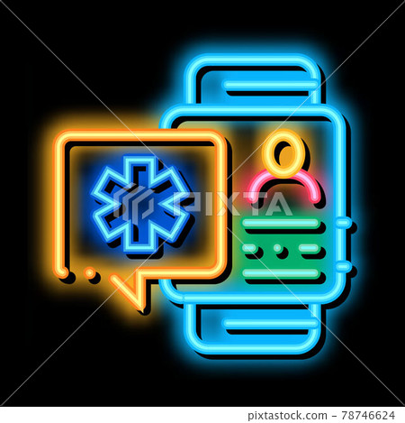 smart watch health diagnostic neon glow icon illustration smart watch health diagnostic neon glow icon illustration 78746624