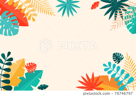Simple Tropical Palm and Motstera Leaves Natural Background. Vector Illustration Simple Tropical Palm and Motstera Leaves Natural Background. Vector Illustration 78746797
