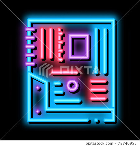mainboard motheboard computer part neon glow icon illustration mainboard motheboard computer part neon glow icon illustration 78746953
