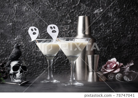 Halloween drink Liquid ghost. Coconut cocktail Halloween drink Liquid ghost. Coconut cocktail 78747041