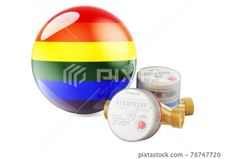 Water meters with LGBT rainbow flag. 3D rendering Water meters with LGBT rainbow flag. 3D rendering 78747720