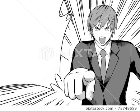 Cartoon style_Pointing and deciding office worker_Concentrated line / balloon available Cartoon style_Pointing and deciding office worker_Concentrated line / balloon available 78749659