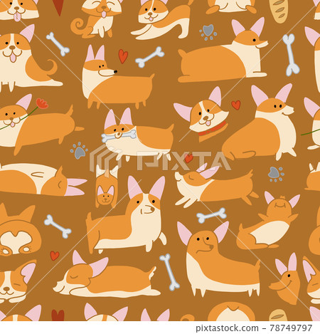 Corgi dogs collection. Seamless Pattern background for your design 78749797