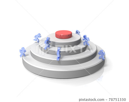 代表與競爭對手競爭的摘要。白色背景。 3D 渲染插圖。 78751330