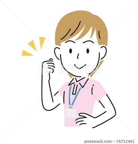 A young woman in a polo shirt with a simple touch guts pose A young woman in a polo shirt with a simple touch guts pose 78752461