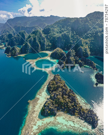 Aerial view of the Twin Lagoon in coron island, Palawan, Philippines Aerial view of the Twin Lagoon in coron island, Palawan, Philippines 78754297