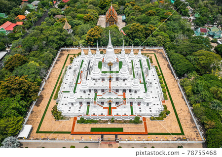 Aerial view of Wat Asokaram, temple in south Bangkok, Thailand Aerial view of Wat Asokaram, temple in south Bangkok, Thailand 78755468