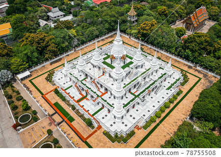 Aerial view of Wat Asokaram, temple in south Bangkok, Thailand Aerial view of Wat Asokaram, temple in south Bangkok, Thailand 78755508