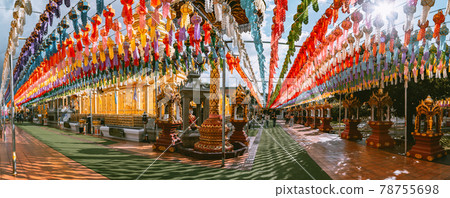 Wat Phrathat Haripunchai Woramahawihan during Loy Khratong lantern festival in Lamphun, Chiang Mai 78755698