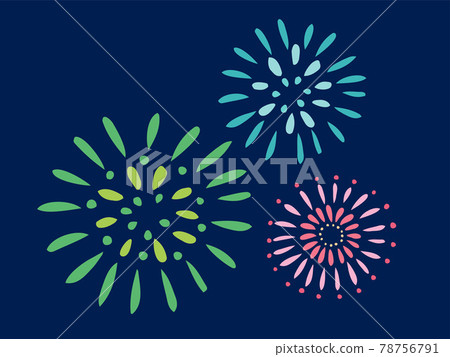 Cute summer night sky launch fireworks / handwritten illustrations Cute summer night sky launch fireworks / handwritten illustrations 78756791
