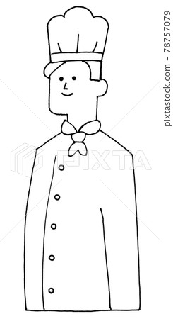 Cook man analog line drawing - Stock Illustration [78757079] - PIXTA