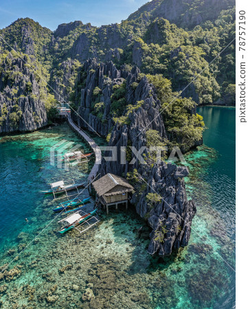 Aerial view of the Twin Lagoon in coron island, Palawan, Philippines Aerial view of the Twin Lagoon in coron island, Palawan, Philippines 78757190
