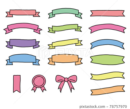 Handwritten ribbon frame set colorful 78757970
