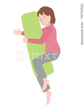 Woman holding a pillow Woman holding a pillow 78759502