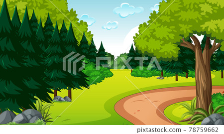 Blank forest at daytime scene with various forest trees Blank forest at daytime scene with various forest trees 78759662