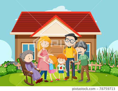 Member of family at home outdoor scene 78759713