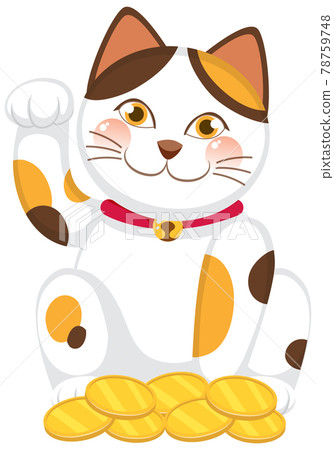 Japanese lucky cat maneki neko cartoon character isolated Japanese lucky cat maneki neko cartoon character isolated 78759748
