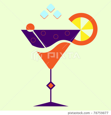 minimalistic summer cocktail logo with lemon slice and ice floes minimalistic summer cocktail logo with lemon slice and ice floes 78759877