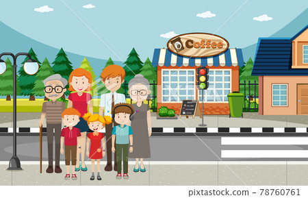 Outdoor scene with member of family 78760761