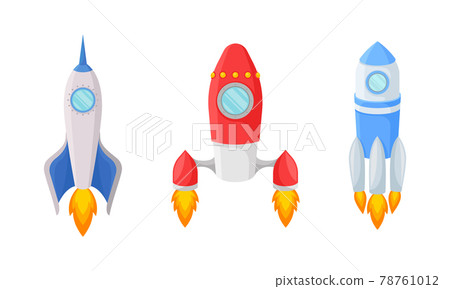 Bright Space Rocket Launching or Starting Up Vector Set Bright Space Rocket Launching or Starting Up Vector Set 78761012
