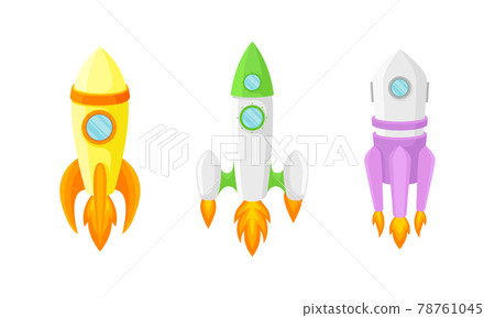 Bright Space Rocket Launching or Starting Up Vector Set Bright Space Rocket Launching or Starting Up Vector Set 78761045