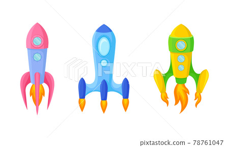 Bright Space Rocket Launching or Starting Up Vector Set Bright Space Rocket Launching or Starting Up Vector Set 78761047